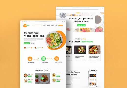 Restaurant Food Website Landing Page Layout Template Design