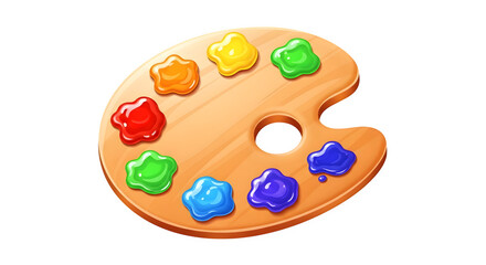 Artist palette with colorful paints 3d rendered isolated on transparent background