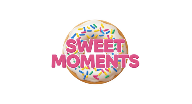 Sweet Moments donut logo 3d rendered isolated on transparent background
