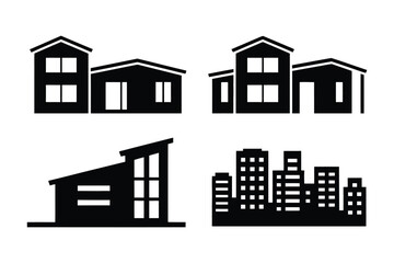 Fototapeta premium Balanced cityscape vector with suburban houses and tall towers