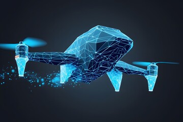 Futuristic drone technology, abstract low-poly design