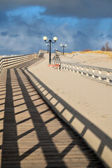 Wooden boardwalk on the beach