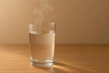 hot water in a glass on the table