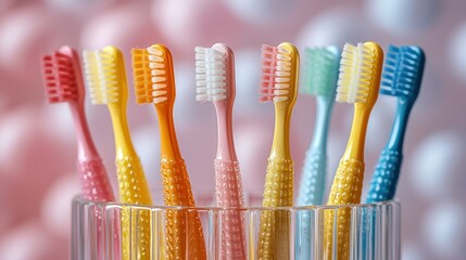 Colorful toothbrushes in a glass (1)