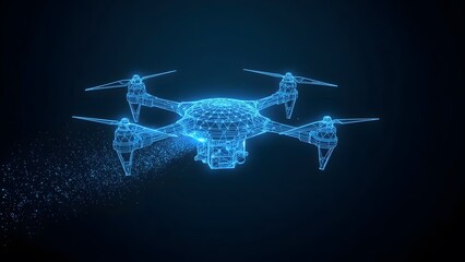 Futuristic drone technology abstract wireframe design