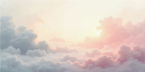 Blue sky with white cumulus clouds, bathed in summer sunlight, hinting at a coming storm