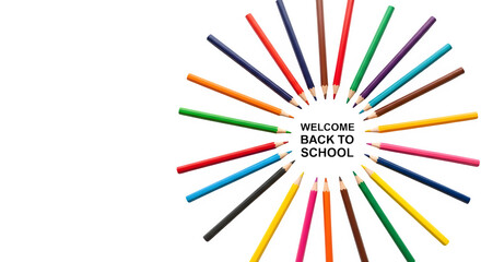 Colorful pencils in a radial burst isolated on transparent background