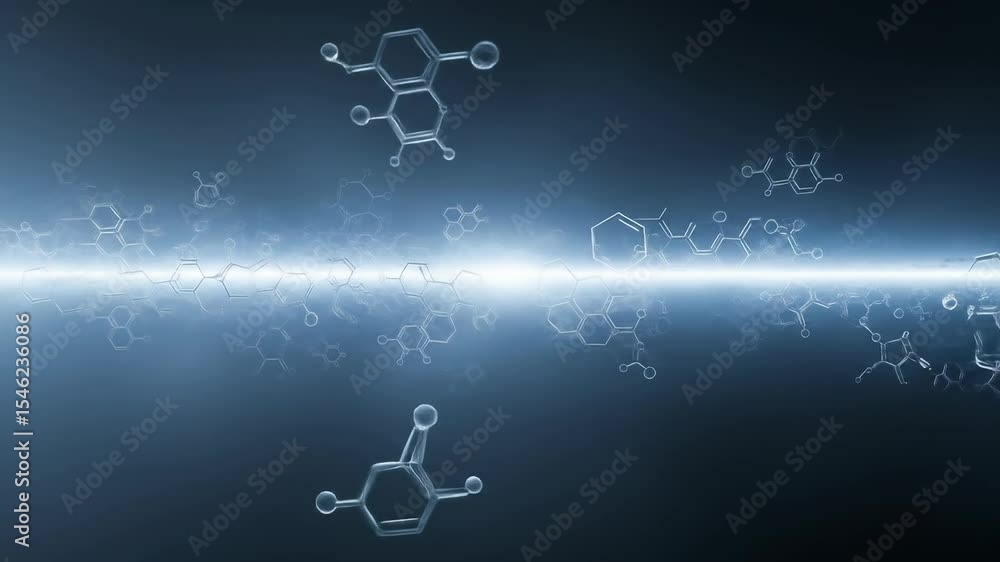 Poster abstract molecular structures visualization digital illustration technology educational background i