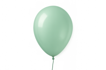 Realistic light green balloon floating with string against a transparent background, perfect for party invitations or celebratory designs