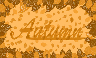 Autumn background with leaf frame vector horizontal in bright colors. Banner design Autumn