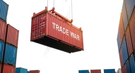 Trade War Shipping Container isolated on transparent background