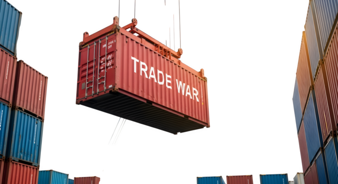 Trade War Shipping Container isolated on transparent background