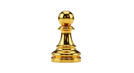 Golden chess pawn 3d rendered isolated on transparent background