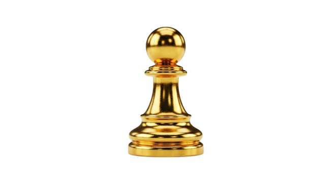 Golden chess pawn 3d rendered isolated on transparent background - Powered by Adobe