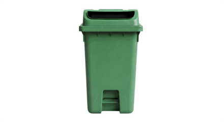 Green recycling bin 3d rendered isolated on transparent background
