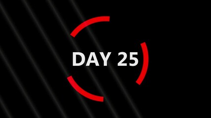 The calendar 25 th day of the month is red circled ,Calendar interface with highlighted dates and event icons, looped animation.
