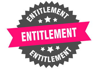 entitlement. entitlement round pink label isolated on transparent background