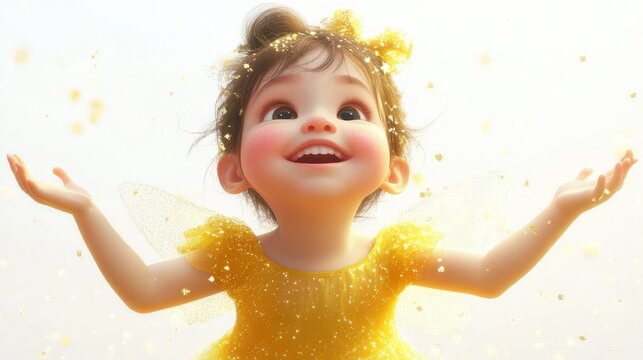 Hyperealistic unreal engine, adorable baby fairy with dimples and chubby cheeks, 