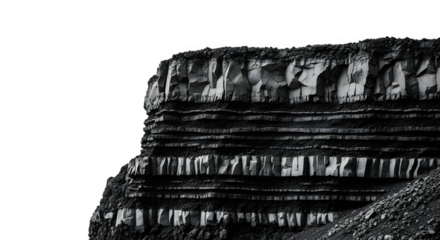 Basalt Column Cliff Face isolated on transparent background