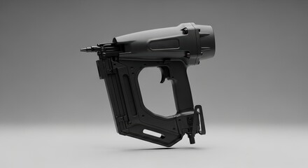 Realistic 3D Rendering of a Modern Nail Gun Against a Minimalistic Grey Background