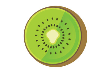 Fototapeta premium Illustration of a Sliced Kiwi Fruit with Green Flesh and Black Seeds on White