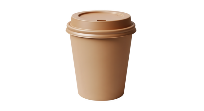 Coffee cup with lid 3d rendered isolated on transparent background - Powered by Adobe