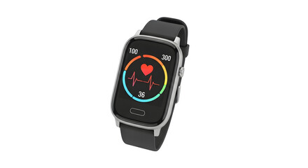 Smartwatch heart rate monitor 3d rendered isolated on transparent background