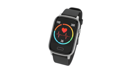 Smartwatch heart rate monitor 3d rendered isolated on transparent background