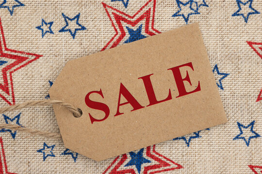 Sale price tag with patriotic stars