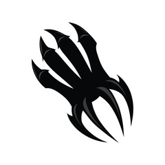 Flat and Minimal black claw with long nails vector illustration isolated on white background 