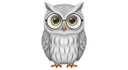 Isolated Cartoon Owl with Glasses