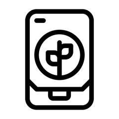 icono de teléfono con app ecológica. tecnología verde, acceso digital a soluciones sostenibles y conciencia ambiental. Ilustración vectorial