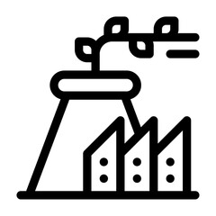 icono de fábrica árbol. Producción sostenible y armonía entre industria y naturaleza. Ilustración vectorial