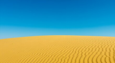 Naklejka premium Desert, Dunes, Sand, Golden Desert Dunes Under a Vivid Blue Sky