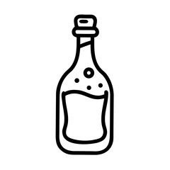 Line art illustration of a bottle filled with liquid  