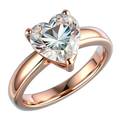 Rose gold ring with heart shaped diamond