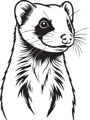 Mink's Monochromatic Gaze: An elegant monochromatic rendering showcases the intricate features of a mink, emphasizing its sharp features and captivating gaze.