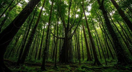 Fototapeta premium Lush Green Canopy: A Majestic Forest Scene