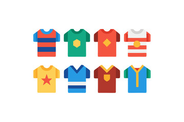 different sports jersey icon sets on white 