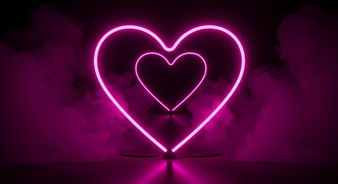 Pink, Neon, Heart, Pink Neon Heart Sign with Smoke