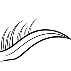 Elegant Grass Slope Line Art