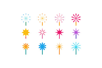 different-fireworks-icon-sets-on-white