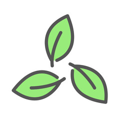 leaves filled outline icon. leaf organic color line illustration.