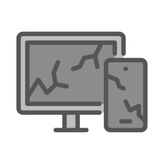 broken electronic filled outline icon. broken gadget color line illustration.