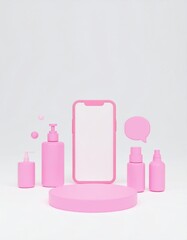 Pink Beauty Products Phone Mockup.