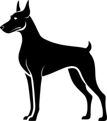 Doberman Pinscher  black silhouette vector icon  