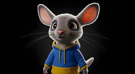 Mouse, Cartoon mouse, 3d mouse, Cute Cartoon Mouse in Hoodie