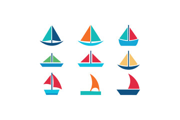 different-sailing-boat-icon-sets-on-white