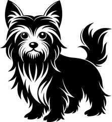 Yorkshire Terrier  black silhouette vector icon 
