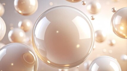 Elegant Pearl Abstract Background with Floating Spheres for Cosmetic and Beauty Theme